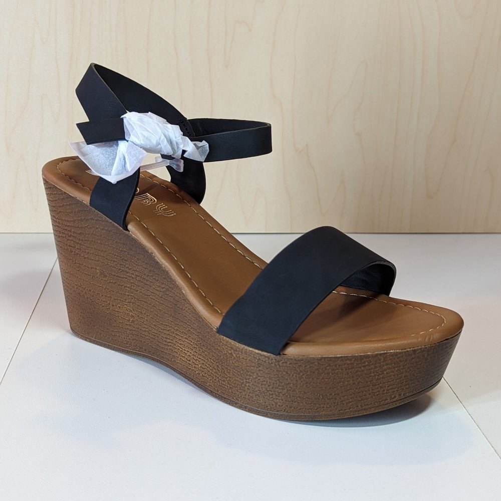 Story Women Stylish Open Toe Wedge Platform Sandals - Black - Size 7.5